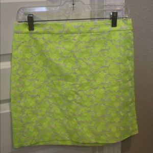 J Crew Highlighter Green Floral Mini Skirt